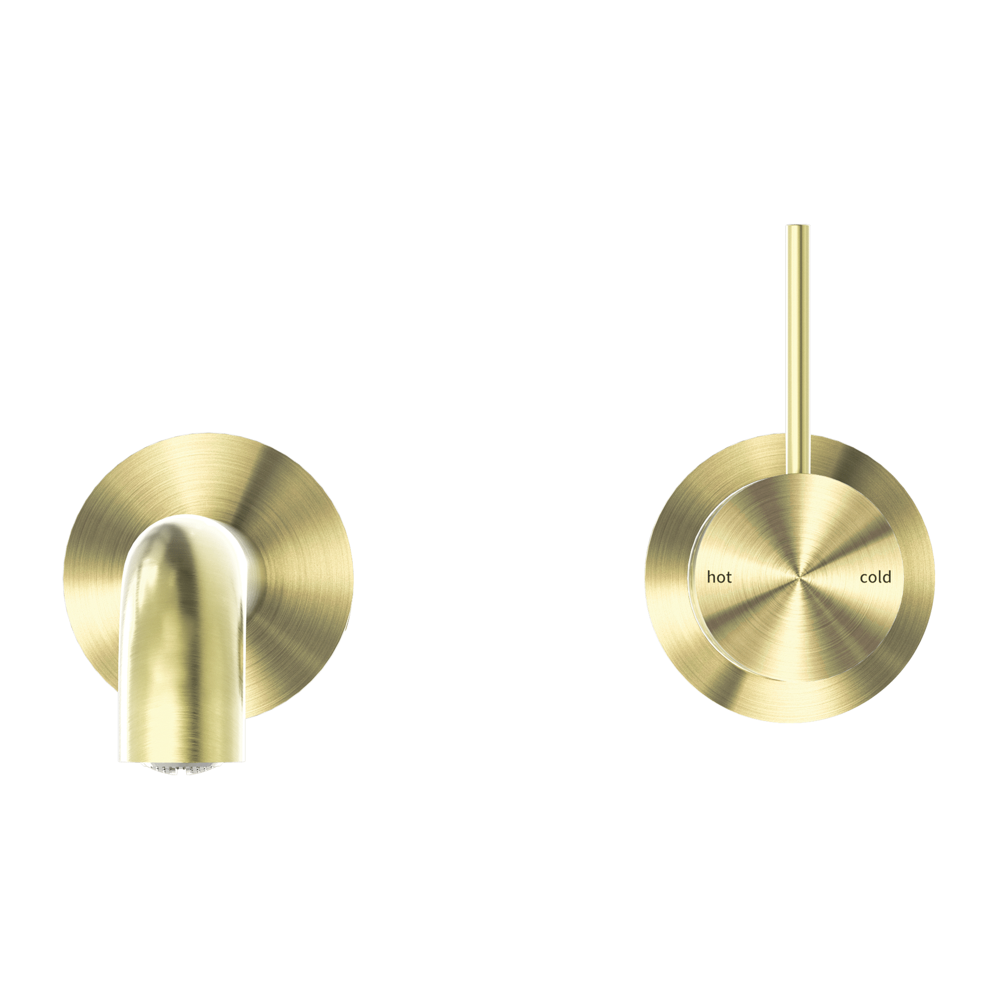 Nero Mecca Wall Basin Mixer Sep Back Plate Handle Up 185mm Spout Brushed Gold