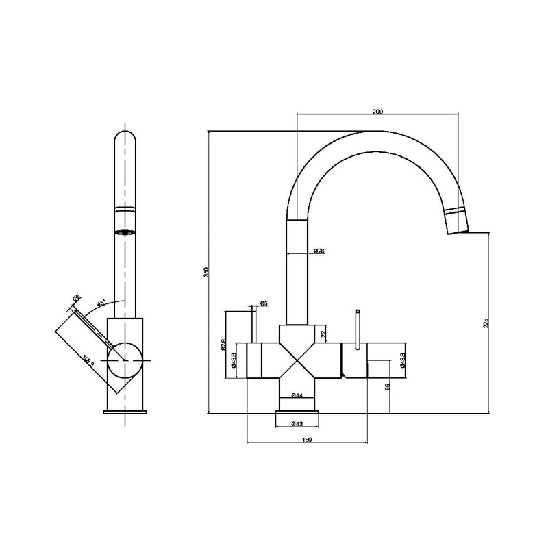 Nero Mecca 3 Way Filtered Mixer Tap Gun Metal