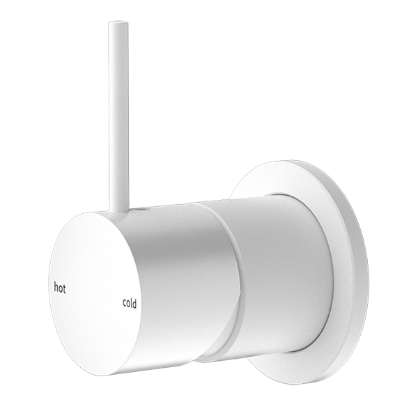 Nero Mecca Shower Mixer with 60mm Plate Handle Up Matte White