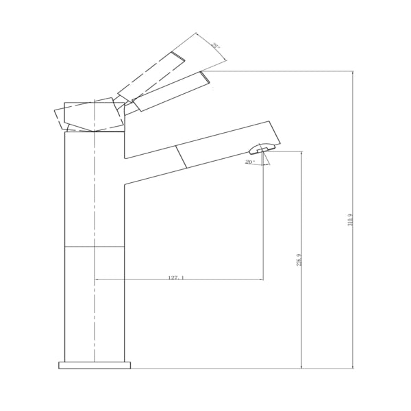 Nero Dolce Tall Basin Mixer Angle Spout Chrome