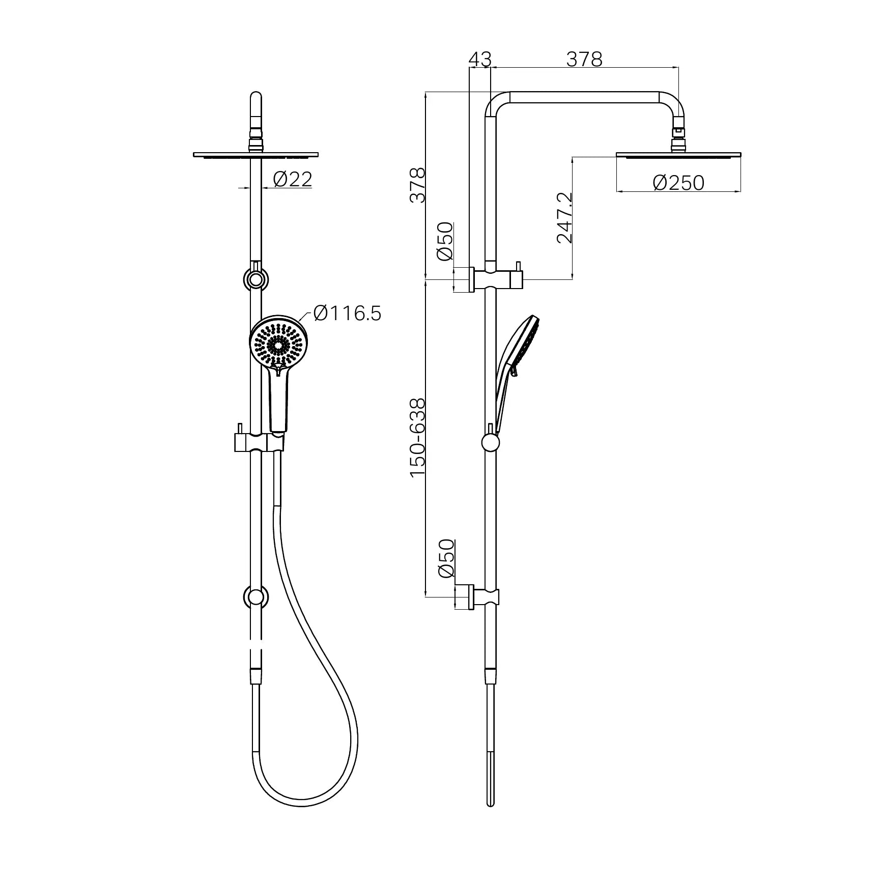 Nero Dolce Mecca Twin Shower Set 2 in 1 Matte Black