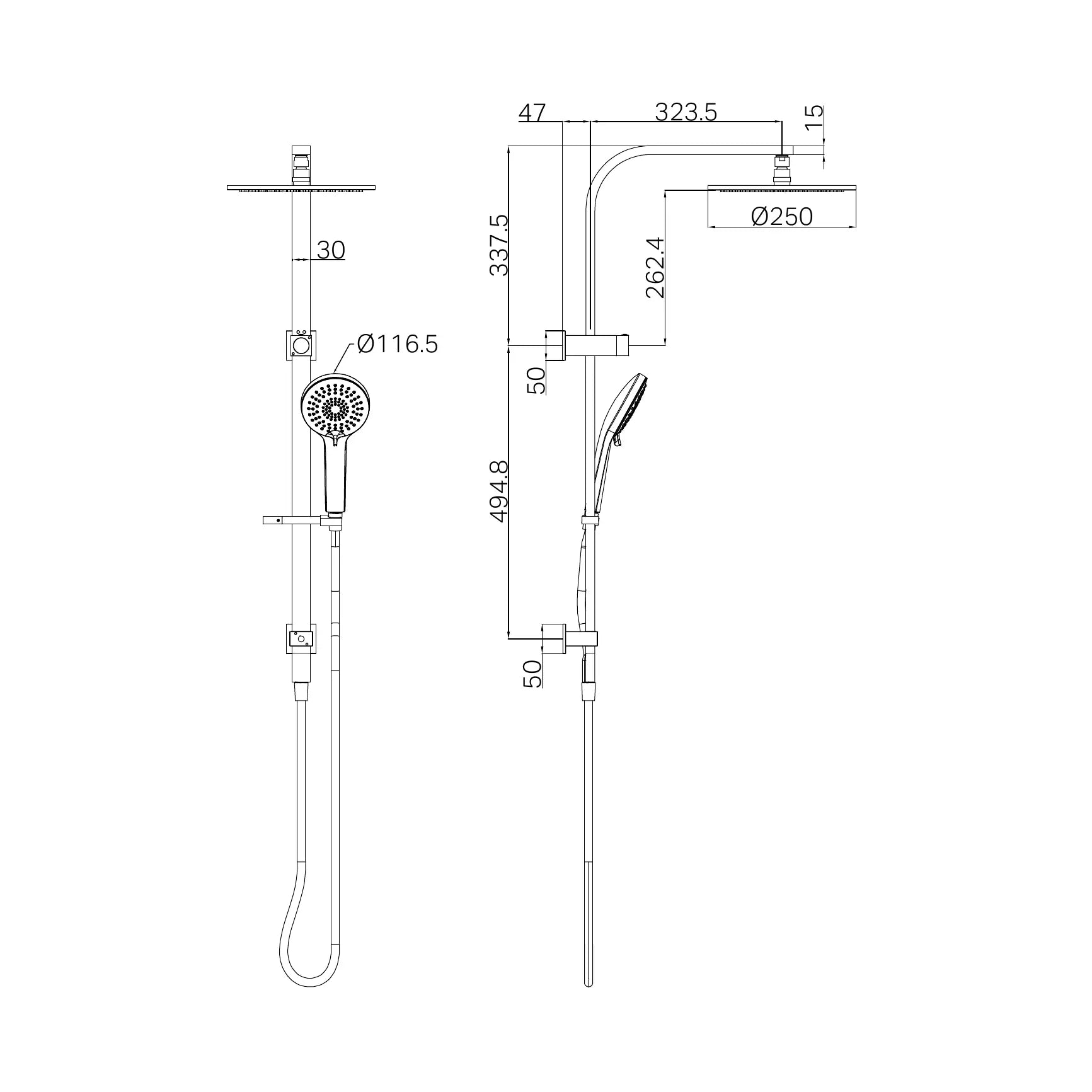 Nero Mecca Bianca Twin Shower Set 2 in 1 Brushed Gold