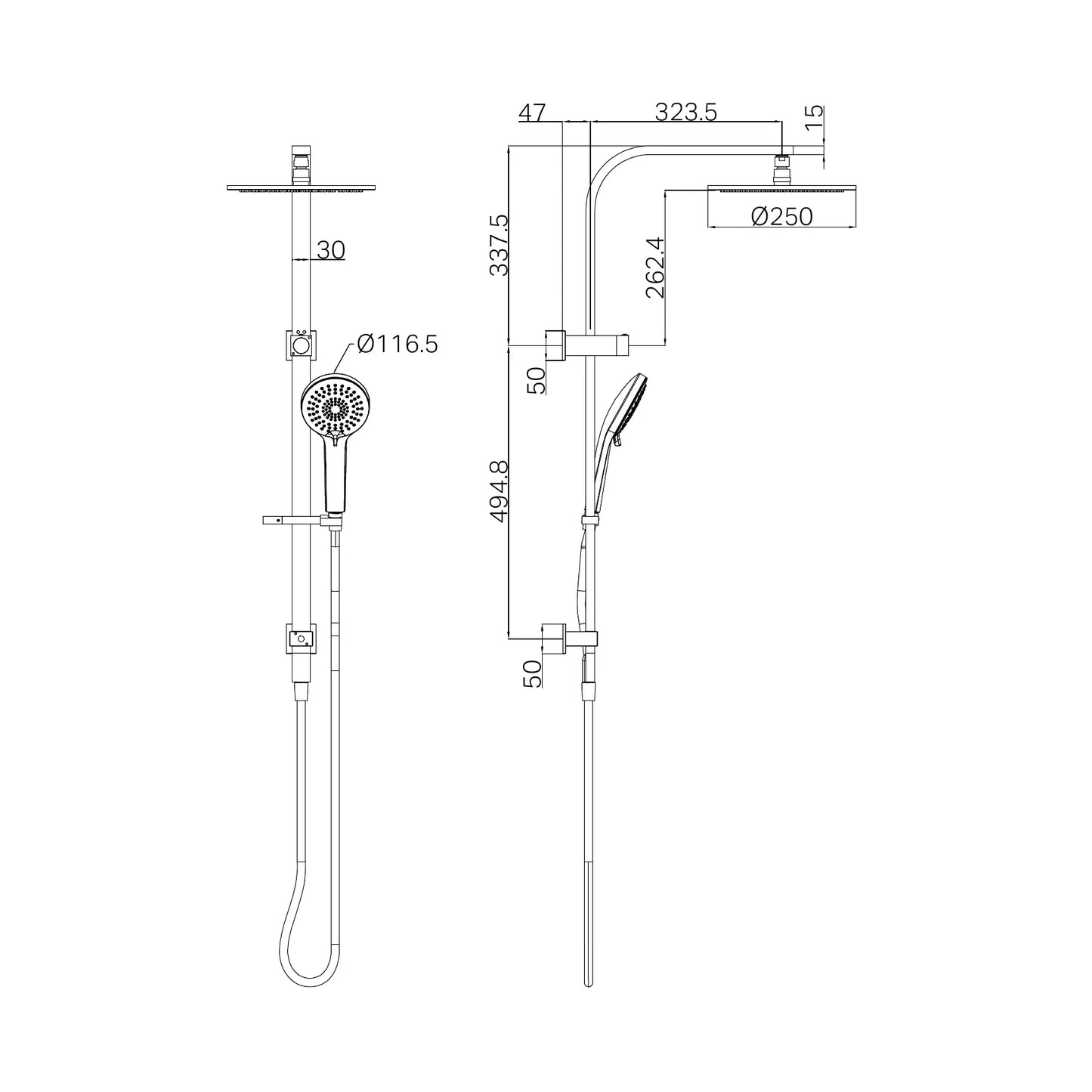 Nero Mecca Bianca Twin Shower Set 2 in 1 Brushed Gold
