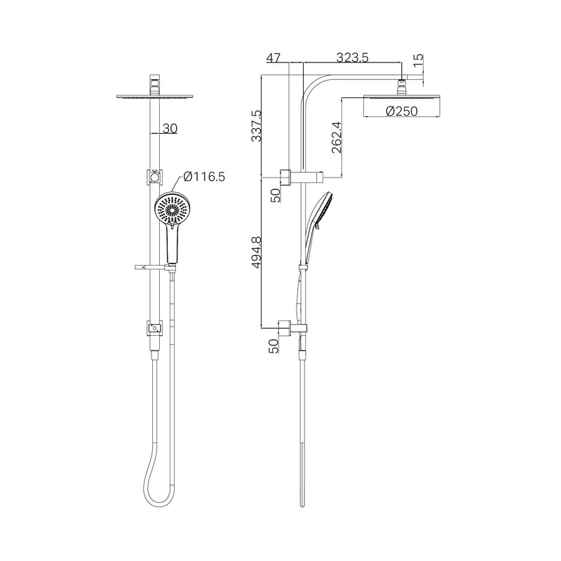 Nero Mecca Bianca Twin Shower Set 2 in 1 Brushed Gold