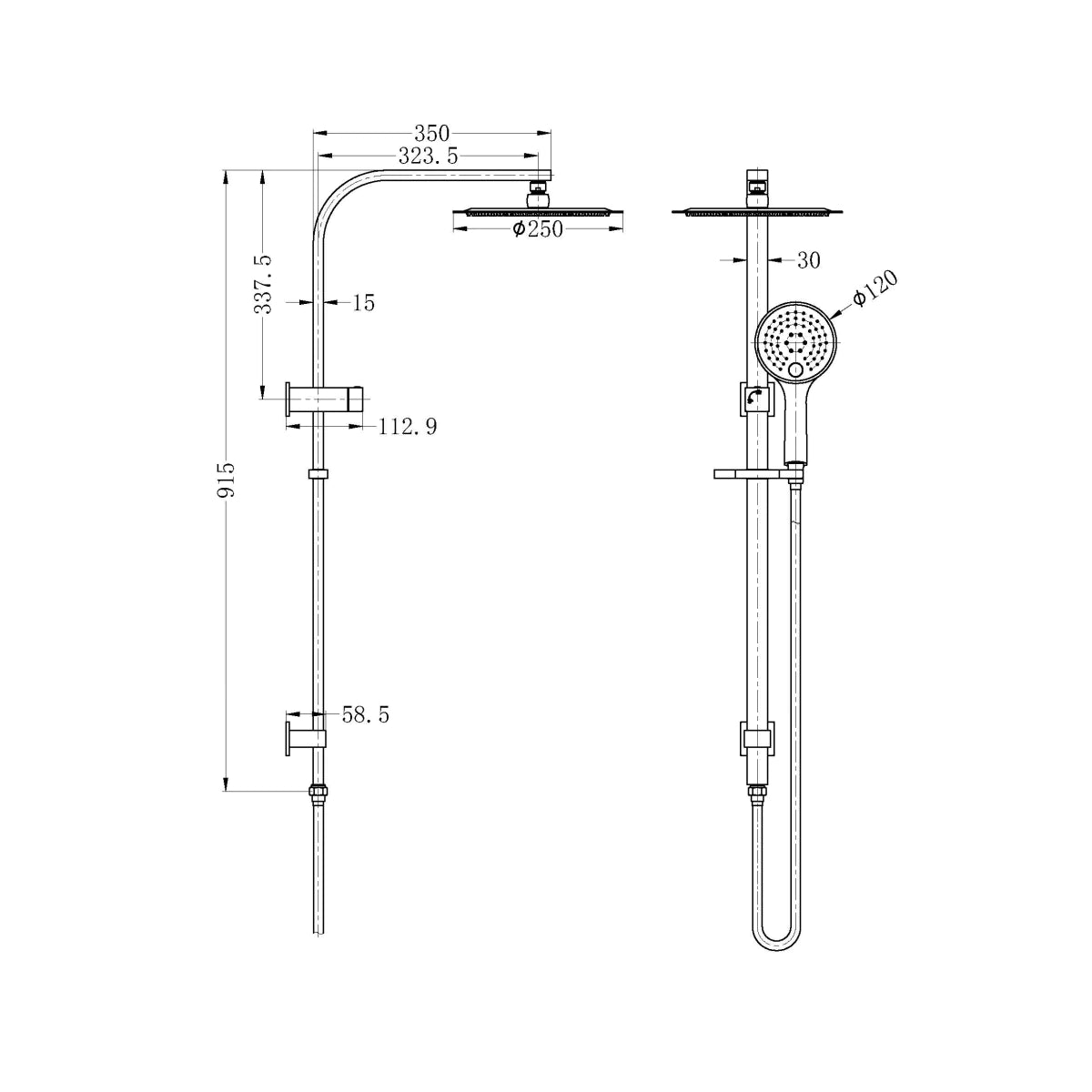Nero Mecca Bianca Twin Shower Set 2 in 1 Chrome