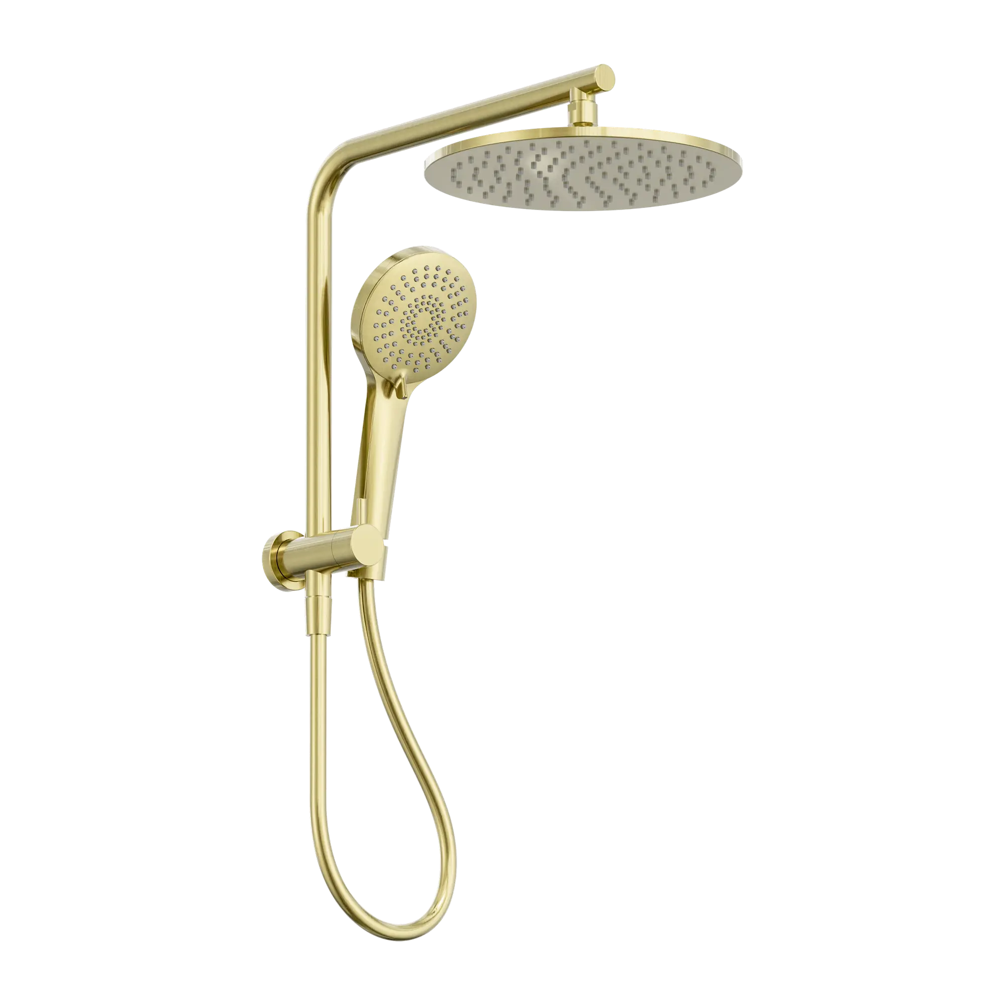 Nero Mecca 2 In 1 Twin Half Shower Rail Set with 250mm Shower Head - Brushed Gold