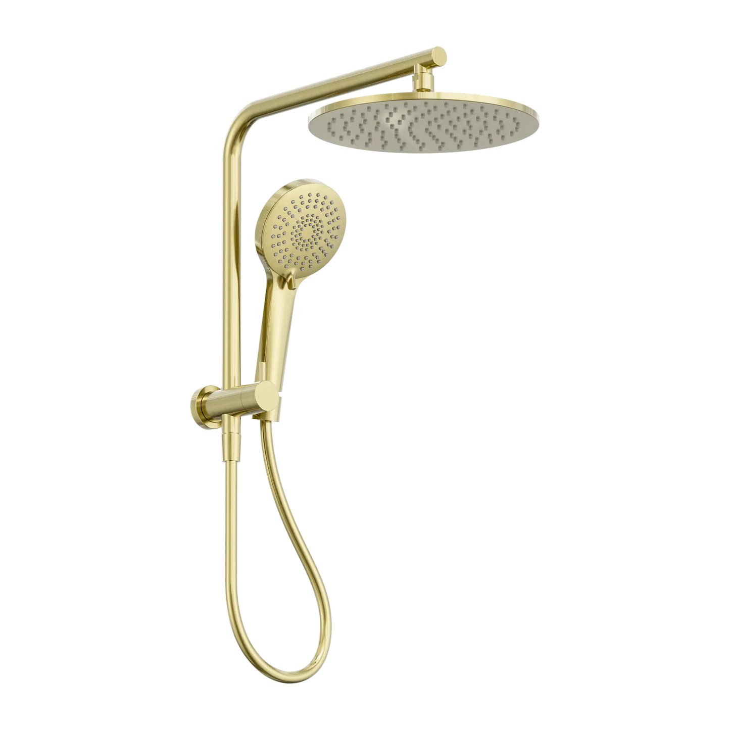 Nero Mecca 2 In 1 Twin Half Shower Rail Set with 250mm Shower Head - Brushed Gold