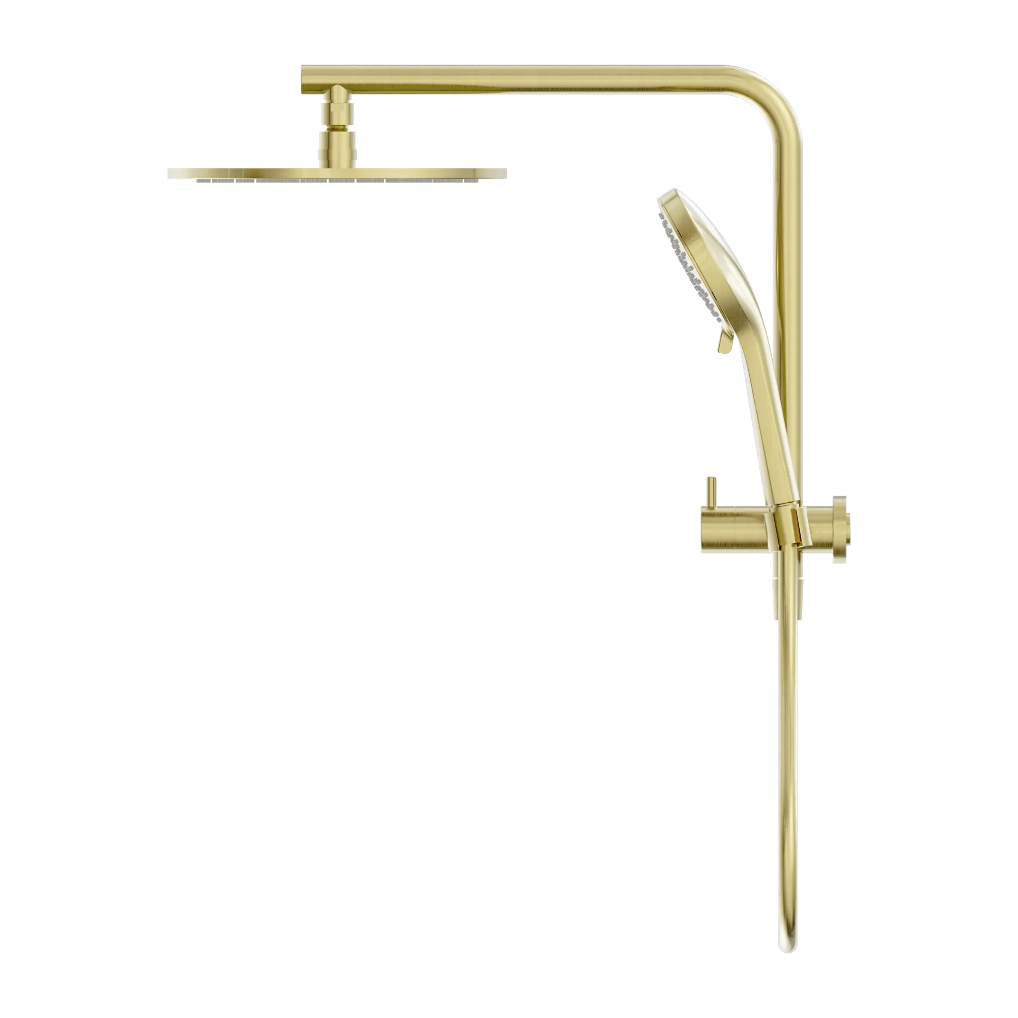 Nero Mecca 2 In 1 Twin Half Shower Rail Set with 250mm Shower Head - Brushed Gold