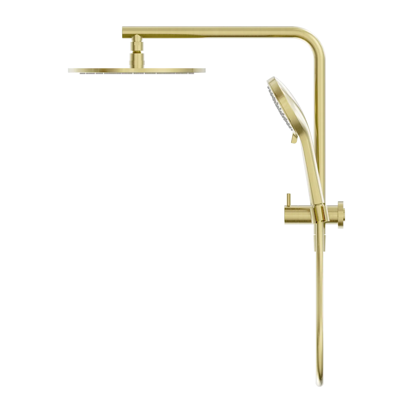 Nero Mecca 2 In 1 Twin Half Shower Rail Set with 250mm Shower Head - Brushed Gold