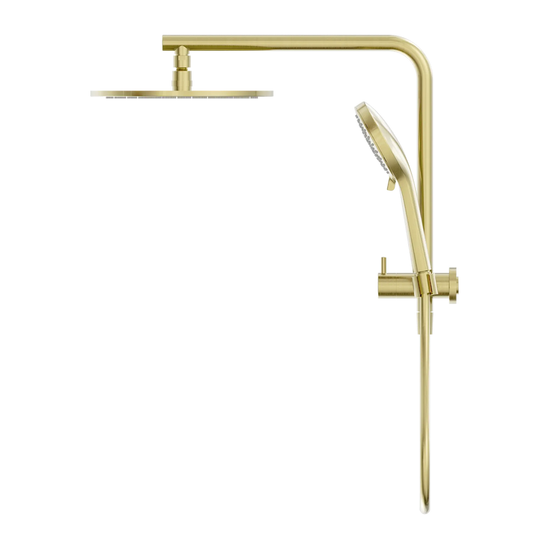 Nero Mecca 2 In 1 Twin Half Shower Rail Set with 250mm Shower Head - Brushed Gold