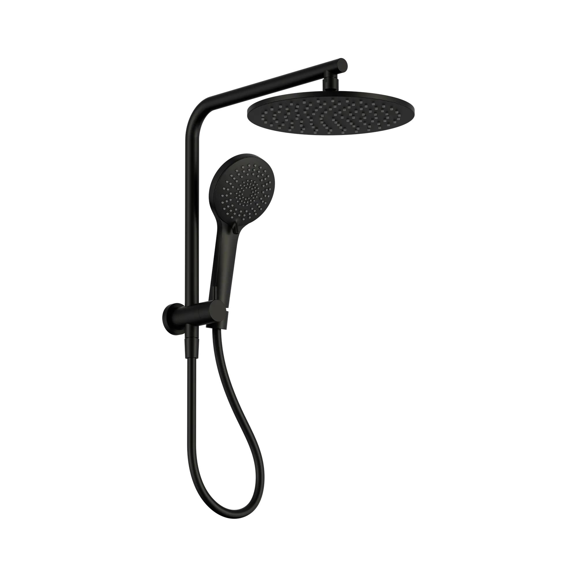 Nero Mecca 2 In 1 Half Shower Rail Set with 250mm Shower Head - Matte Black