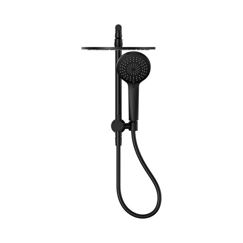 Nero Mecca 2 In 1 Half Shower Rail Set with 250mm Shower Head - Matte Black