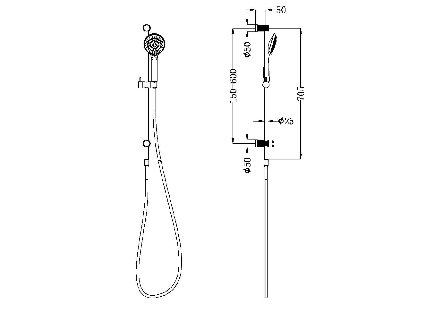 Nero Opal Rail Shower Brushed Nickel