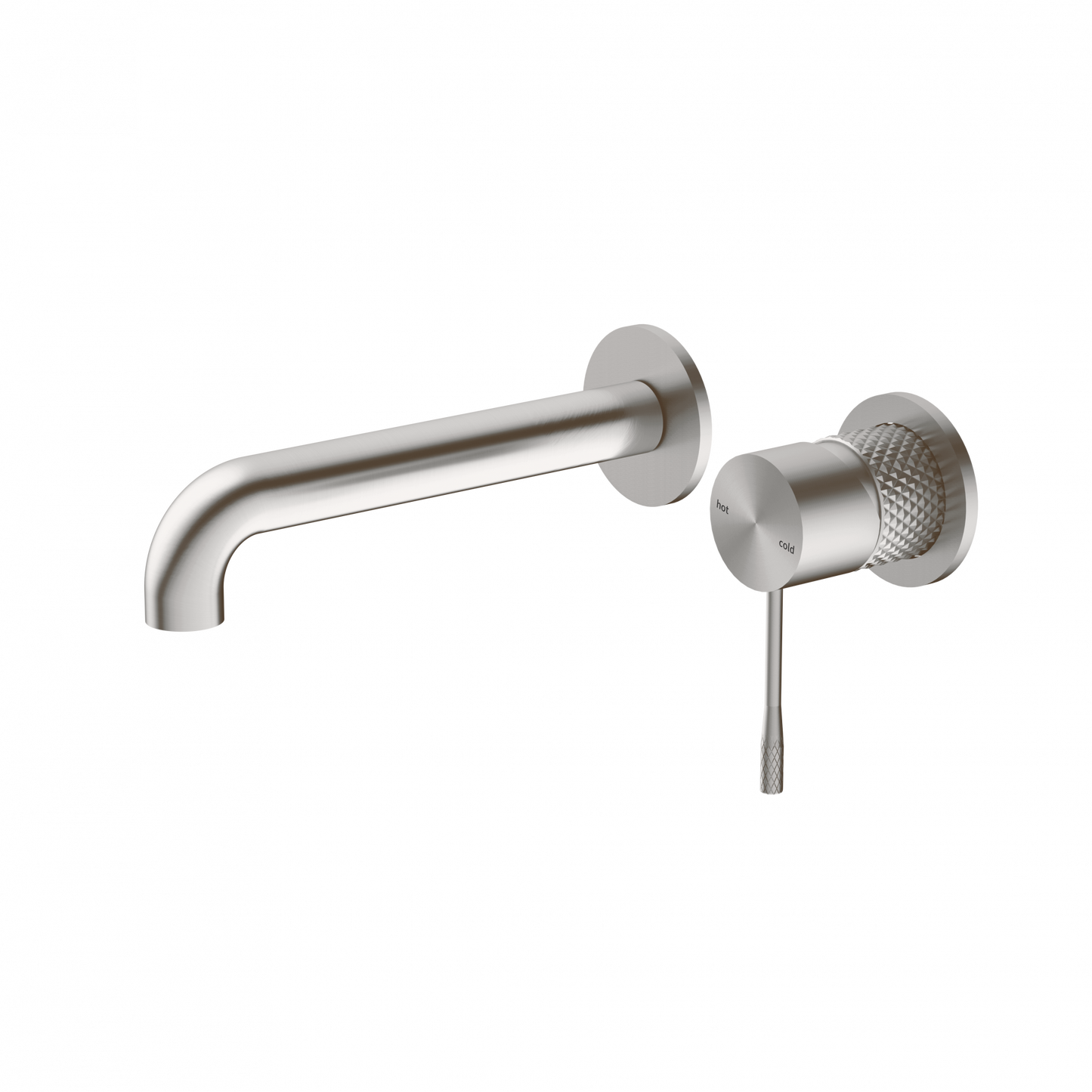 Nero Opal Wall Basin/Bath Mixer Separate Back Plate 185mm Brushed Nickel