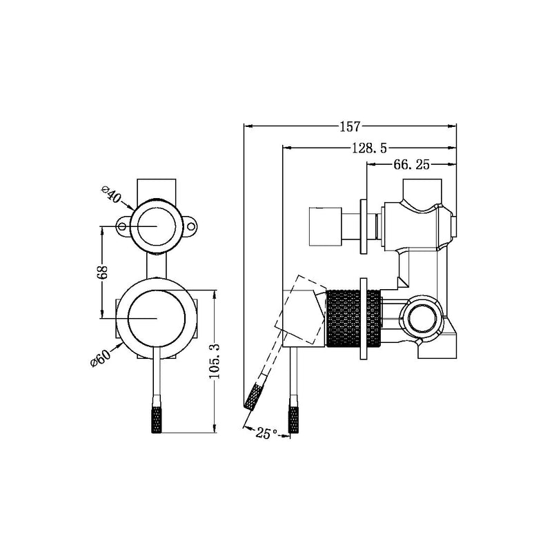 Nero Opal Shower Mixer with Divertor Separate Plate Brushed Gold