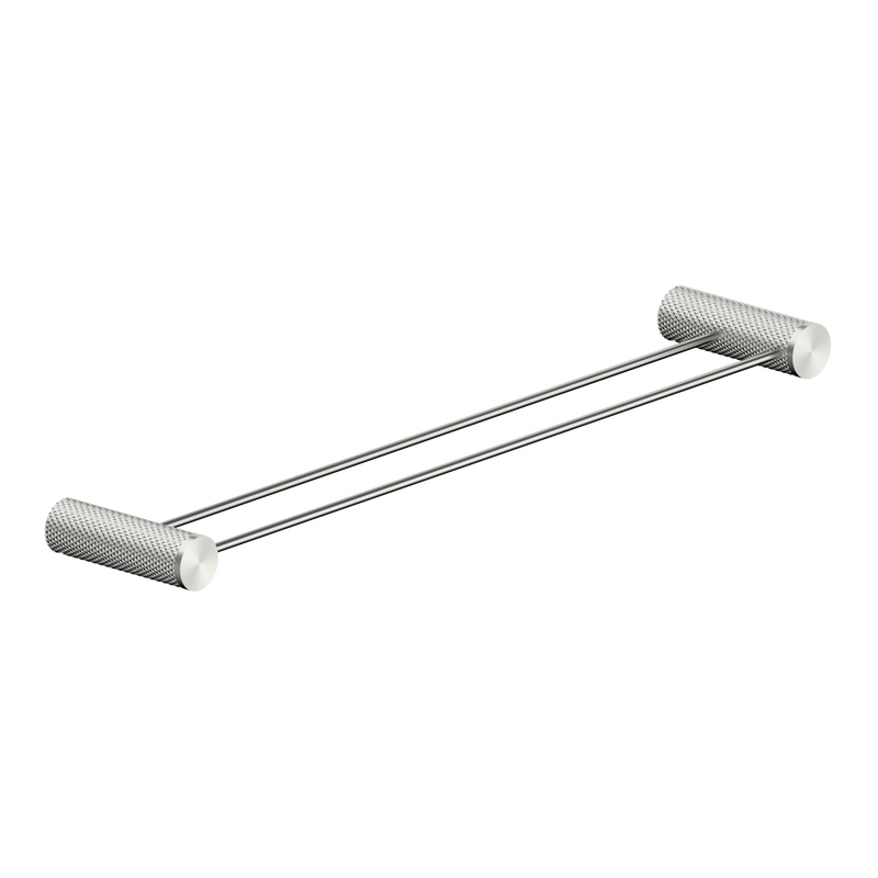 Nero Opal Brushed Nickel Double Towel Rail 600mm