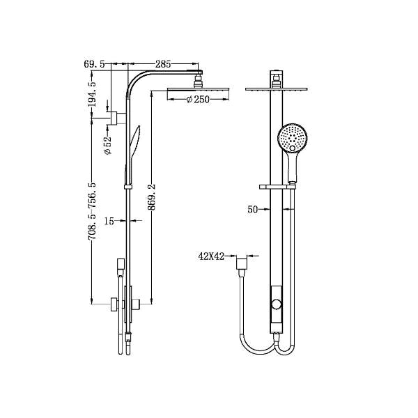 Nero Rain Round Shower Set Double Hose Matte Black