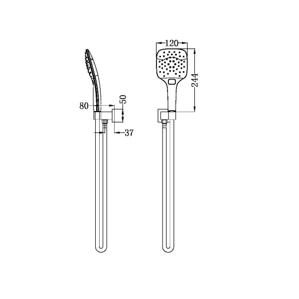 Nero Rain Square 3 Function Rail Shower Bracket Matte Black