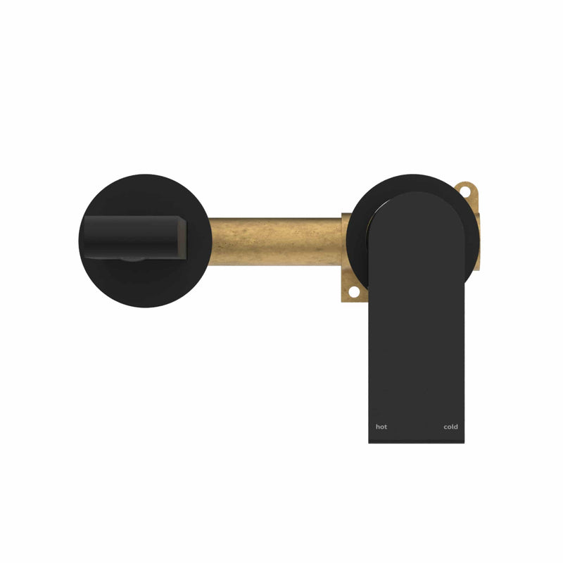 Nero Bianca Wall Basin Mixer Separate Back Plate Matte Black