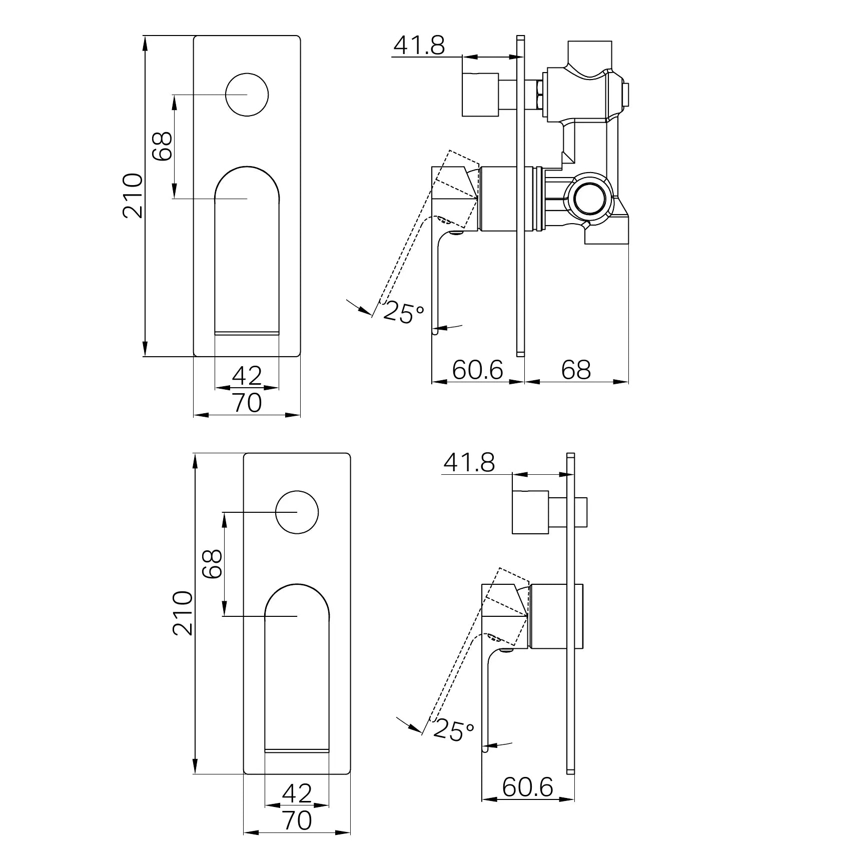 Nero Bianca Shower Mixer Diverter Chrome
