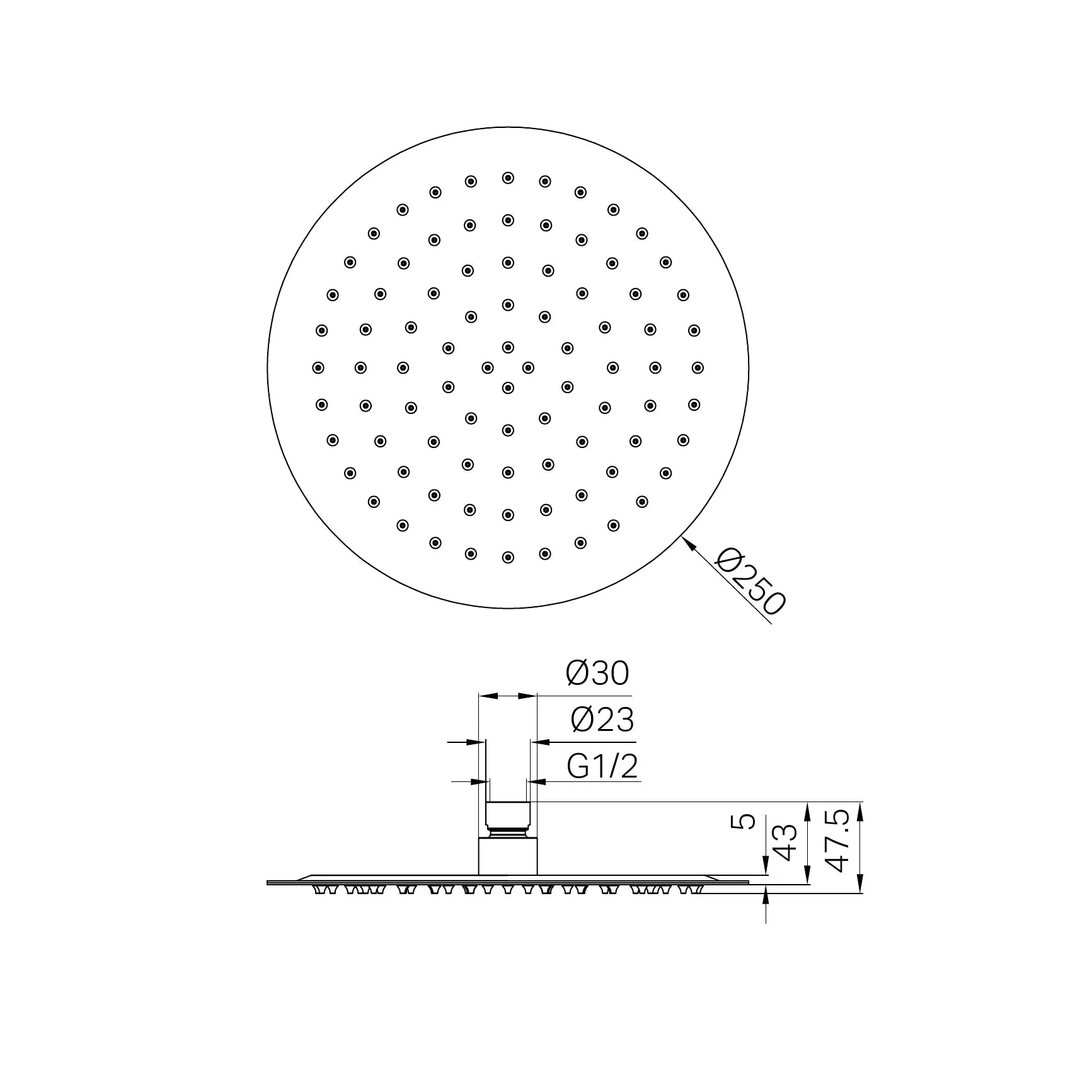 Nero Round Shower Head 250mm Brushed Gold
