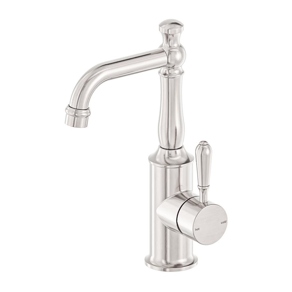 Nero York Basin Mixer With Metal Lever Brushed Nickel