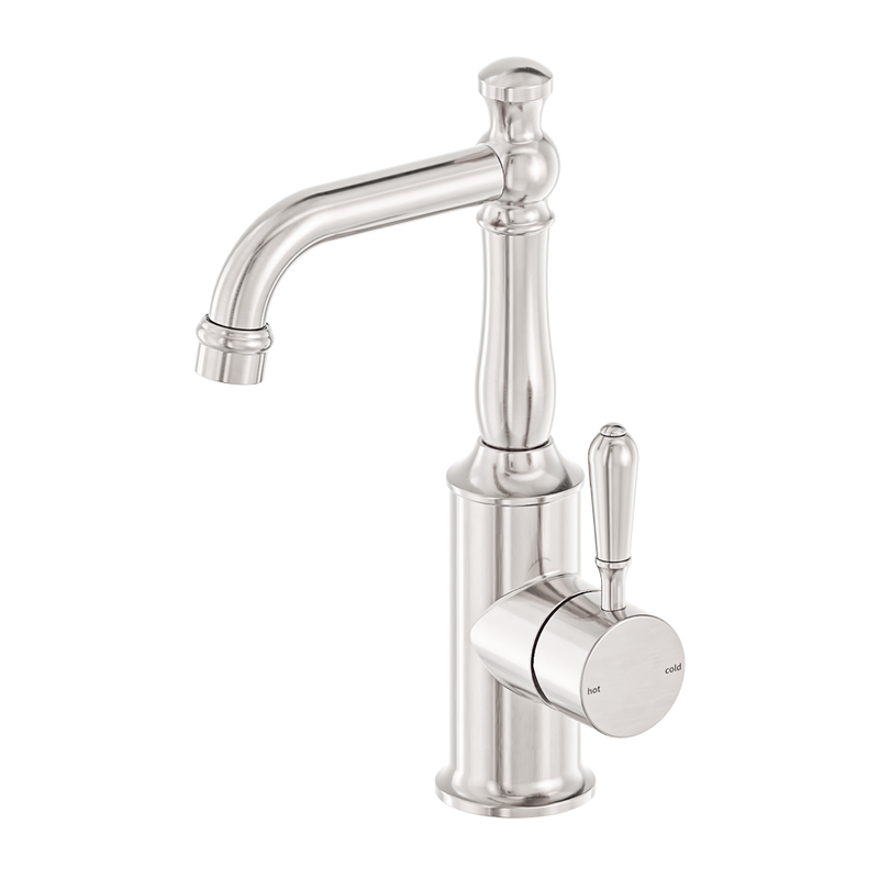 Nero York Basin Mixer With Metal Lever Brushed Nickel