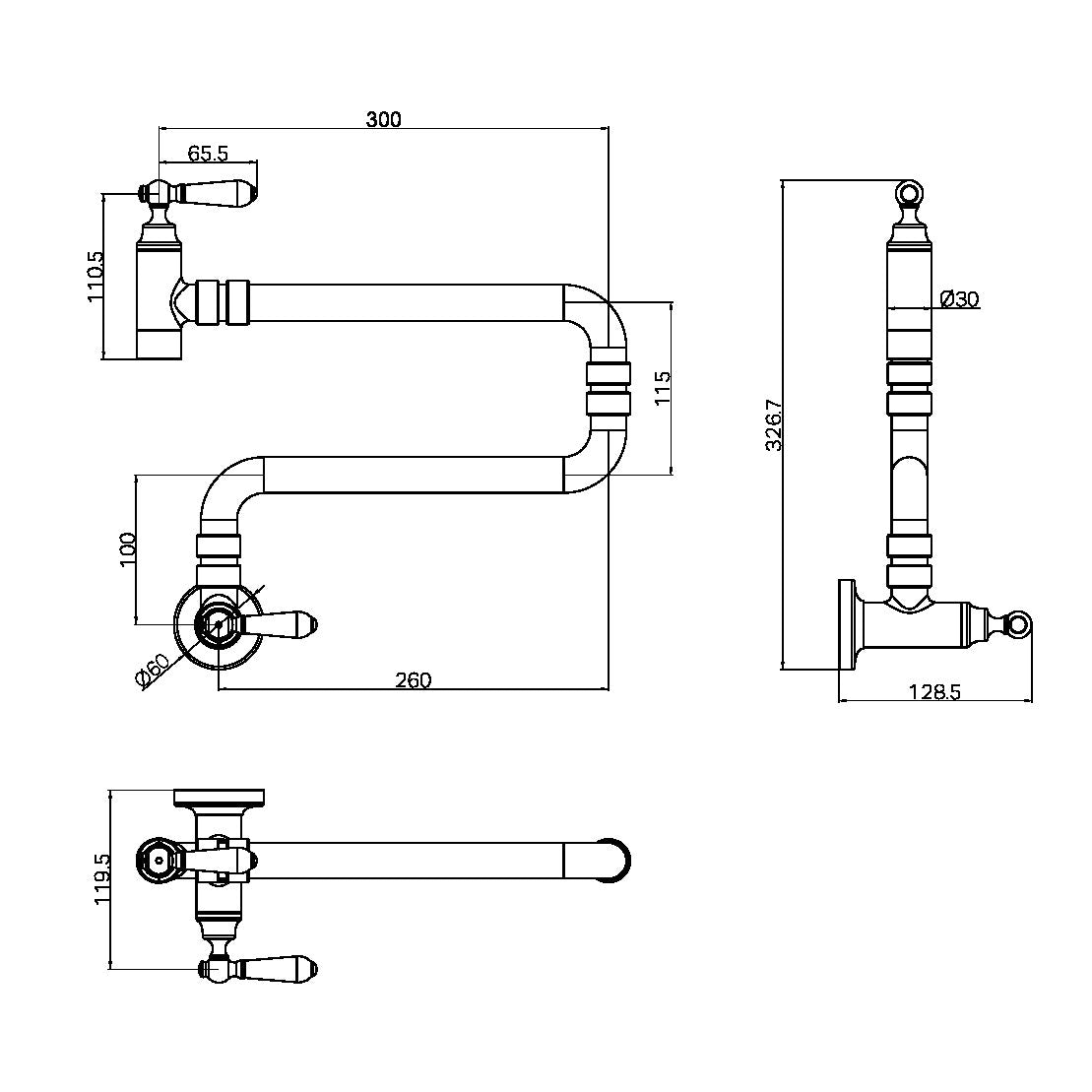 Nero York Wall Mounted Pot Filler Matte Black