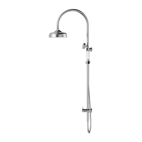 York Federation Twin Shower With White Porcelain Hand Shower Chrome