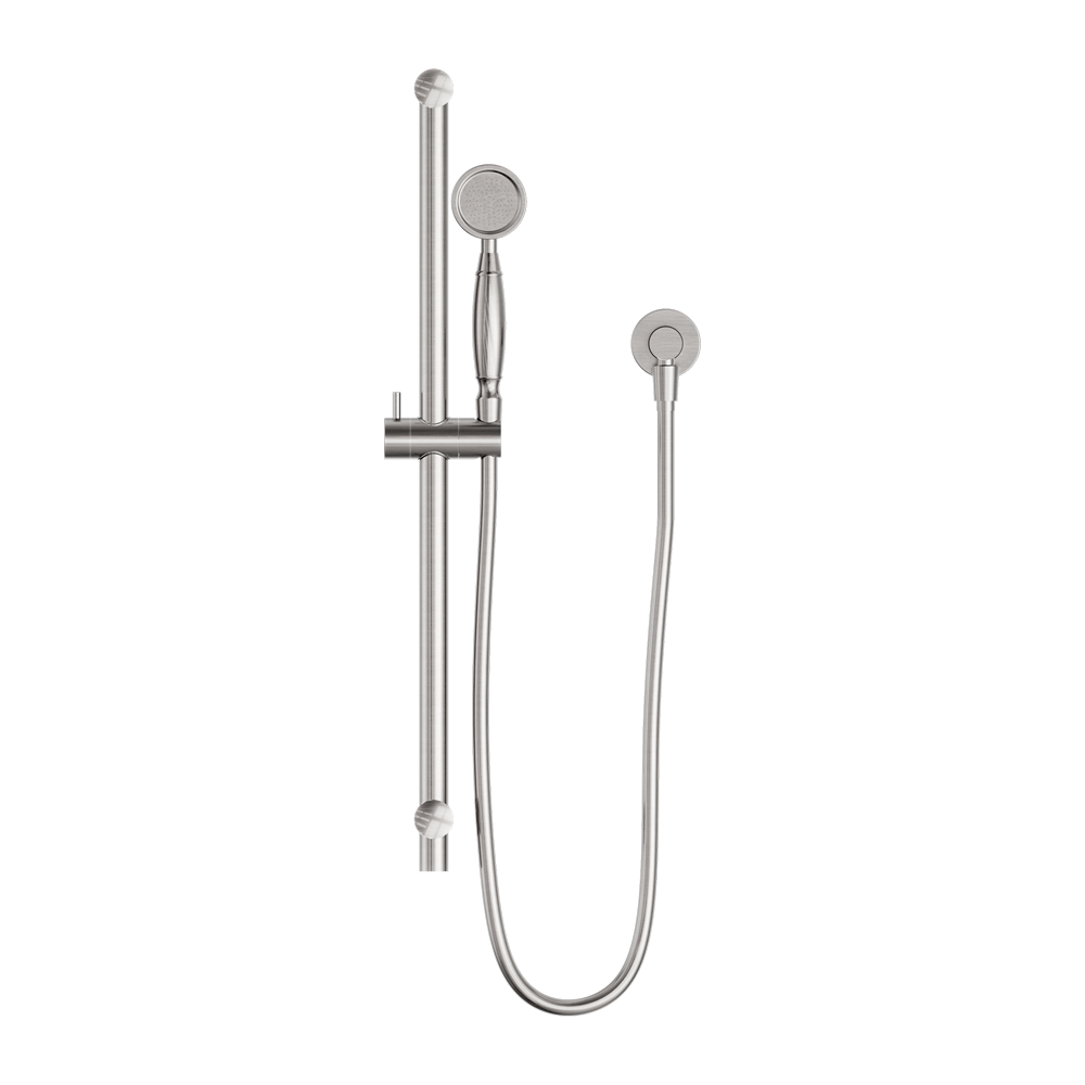 Nero York Shower Rail With Metal Hand Shower Brushed Nickel