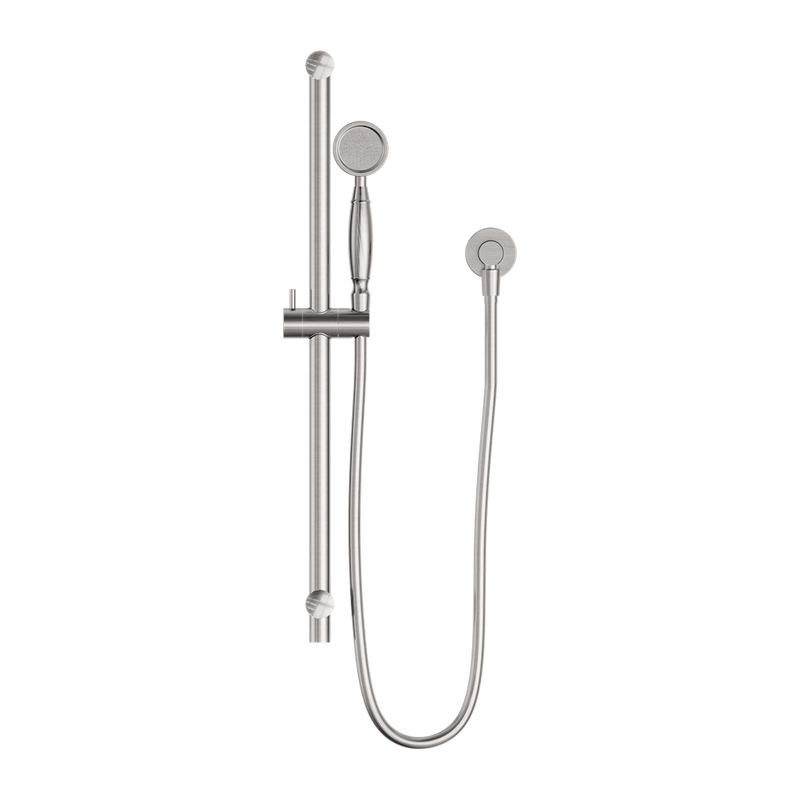 Nero York Shower Rail With Metal Hand Shower Brushed Nickel