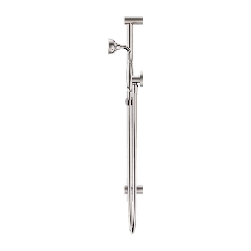 Nero York Shower Rail With Metal Hand Shower Brushed Nickel