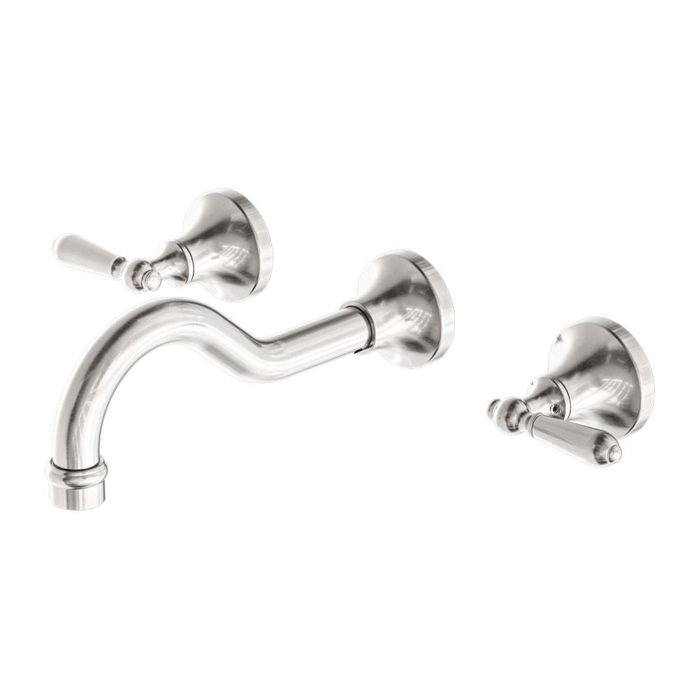 Nero York Wall Basin Set With Metal Lever Brushed Nickel