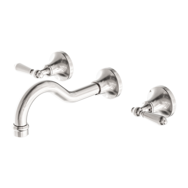 Nero York Wall Basin Set With Metal Lever Brushed Nickel