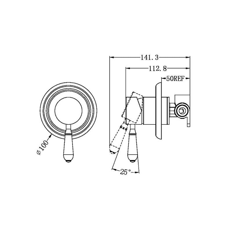 York Federation Shower Mixer With Black Porcelain Lever Chrome