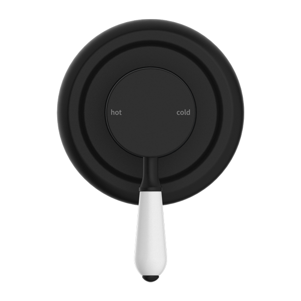 York Federation Shower Mixer With White Porcelain Lever Matte Black