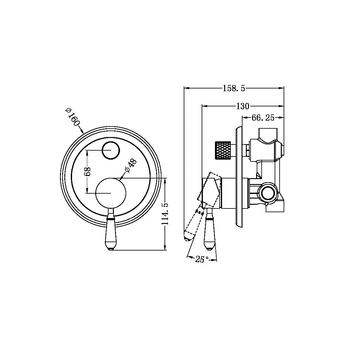 Nero York Shower Mixer With Divertor With White Porcelain Lever Brushed Nickel