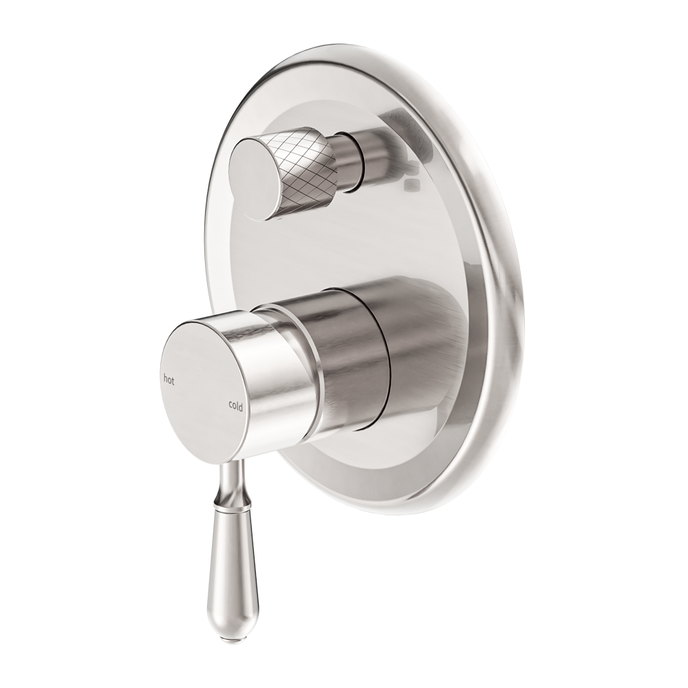 Nero York Shower Mixer With Divertor With Metal Lever Brushed Nickel