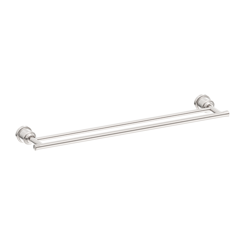 Nero York Double Towel Rail 600mm Brushed Nickel