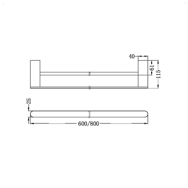 Nero Bianca Double Towel Rail 600mm Chrome
