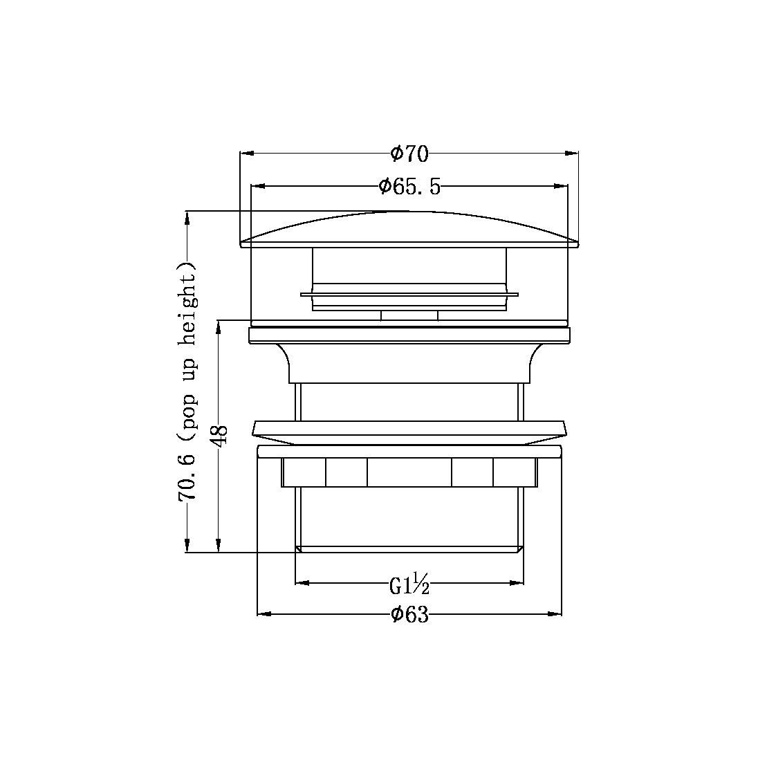 Nero 40mm Short Bath Waste Brushed Nickel