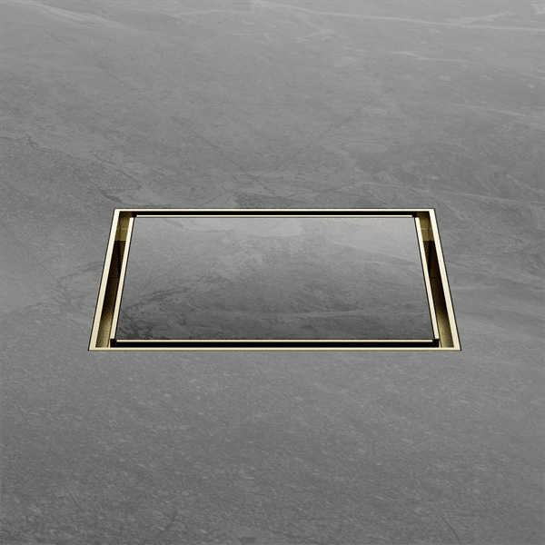 Nero 130mm Square Tile Insert Floor Waste 80mm Outlet Brushed Gold