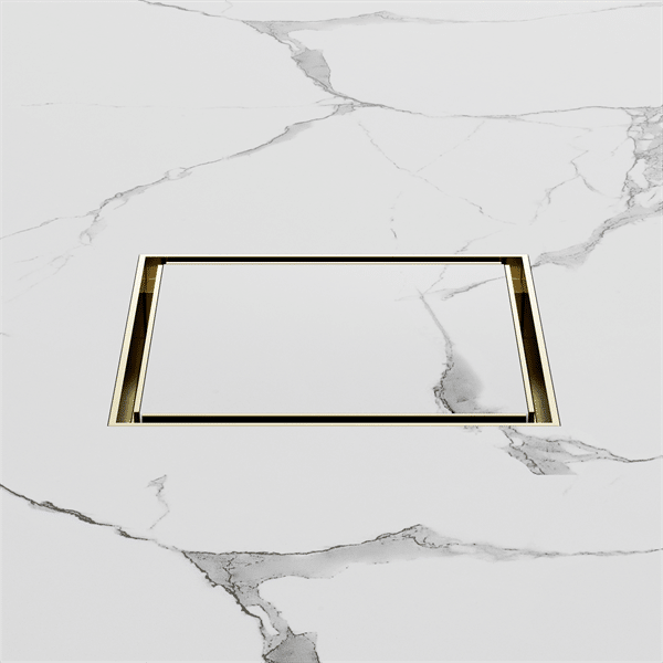 Nero 130mm Square Tile Insert Floor Waste 100mm Outlet Brushed Gold