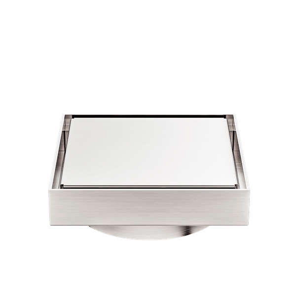 Nero 130mm Square Tile Insert Floor Waste 100mm Outlet Brushed Nickel