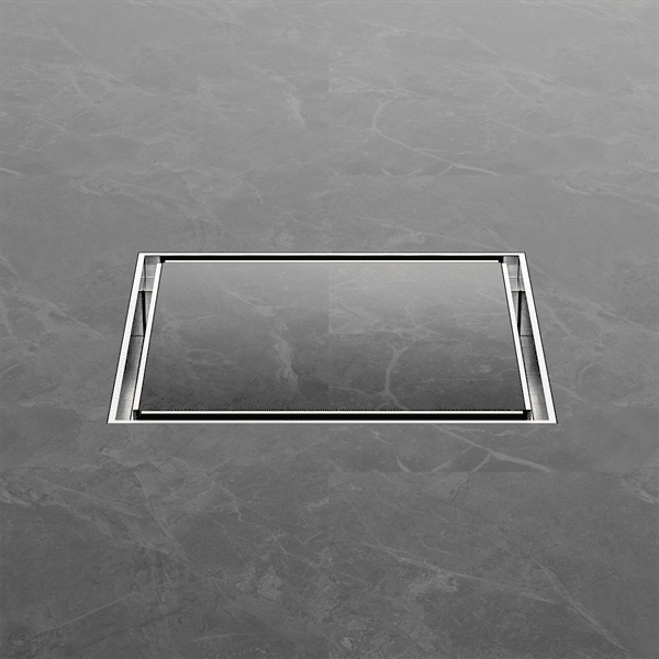 Nero 130mm Square Tile Insert Floor Waste 100mm Outlet Brushed Nickel