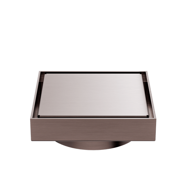 Nero 130mm Square Tile Insert Floor Waste 100mm Outlet Brushed Bronze