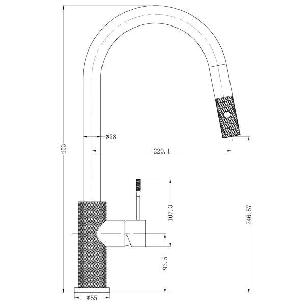 Nero Opal Pull Out Sink Mixer Brushed Gold