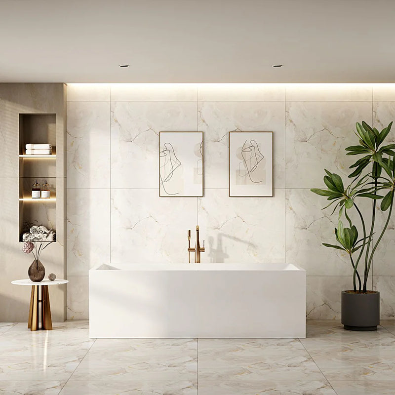 1500mm Orta Free Standing Bath Tub Multi Fit White No Overflow
