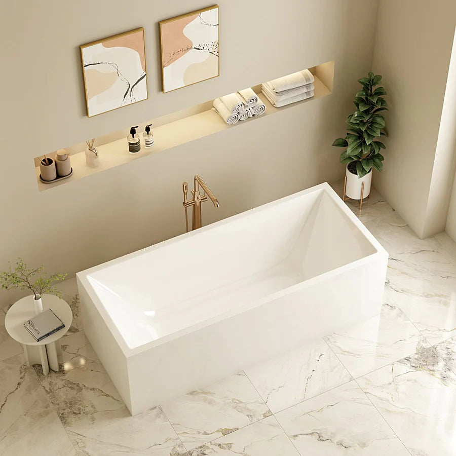 1500mm Orta Free Standing Bath Tub Multi Fit White No Overflow