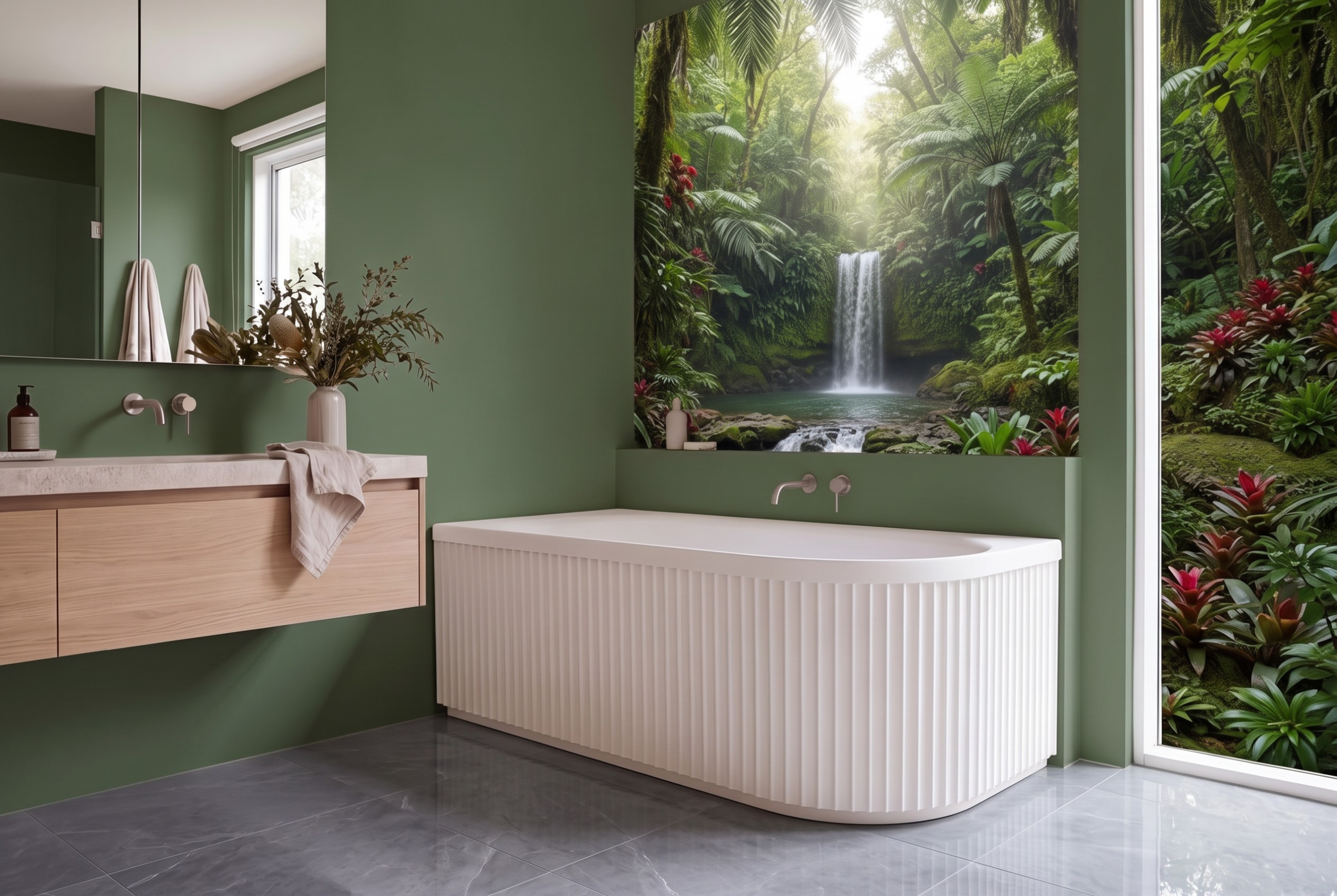 Ovia Kiama V Groove Fluted Left Hand Corner Bath 1700mm Matte White